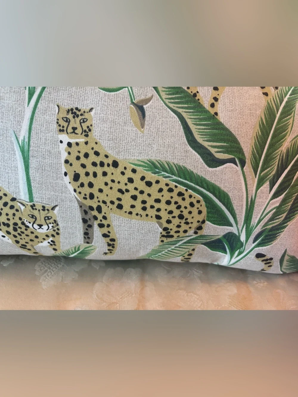 Tropical Cheetah Lumbar Support Pillow 19”x12” Home Decor Big Cat